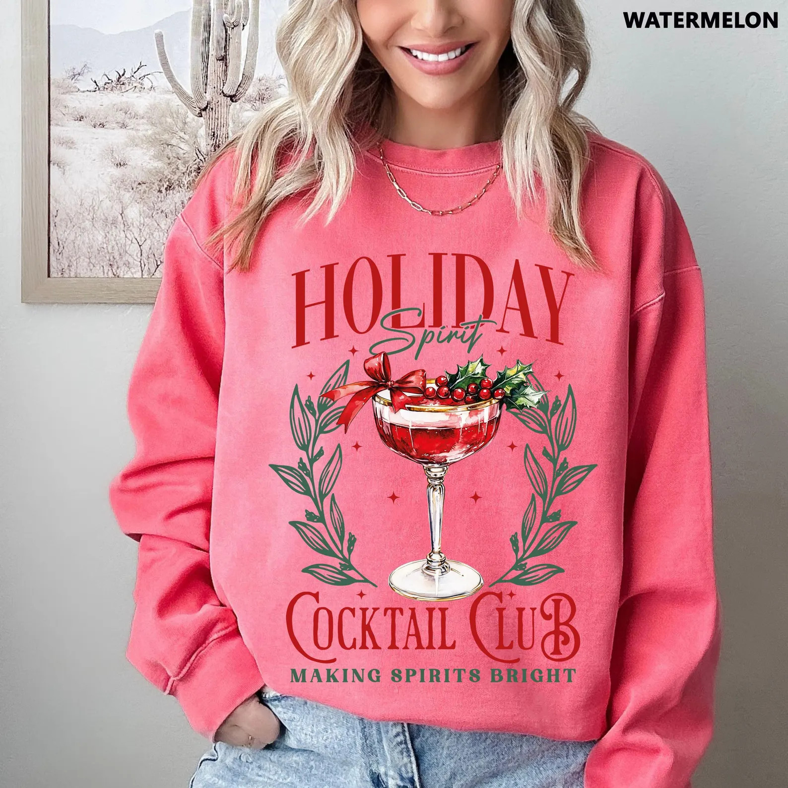 Coquette Holiday Spirit Cocktail Club Sweatshirt, Comfort Colors® Christmas Sweatshirt - Etsy | Etsy (US)
