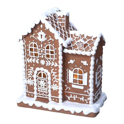 Sheaifun Gingerbread Christmas Decorations Indoor Resin Gingerbread House Decor with LED Lights 9 * 5 * 10.2 Inch Kitchen Tabletop Decor for Women | Amazon (US)