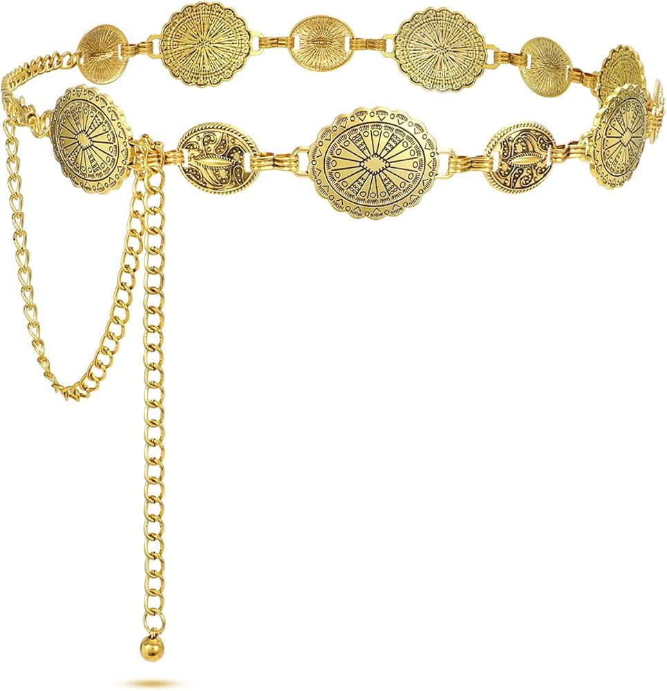 SUOSDEY Western Chain Belts for Women Cowgirl Concho Country Turquoise Belts Metal Adjustable Vin... | Amazon (US)