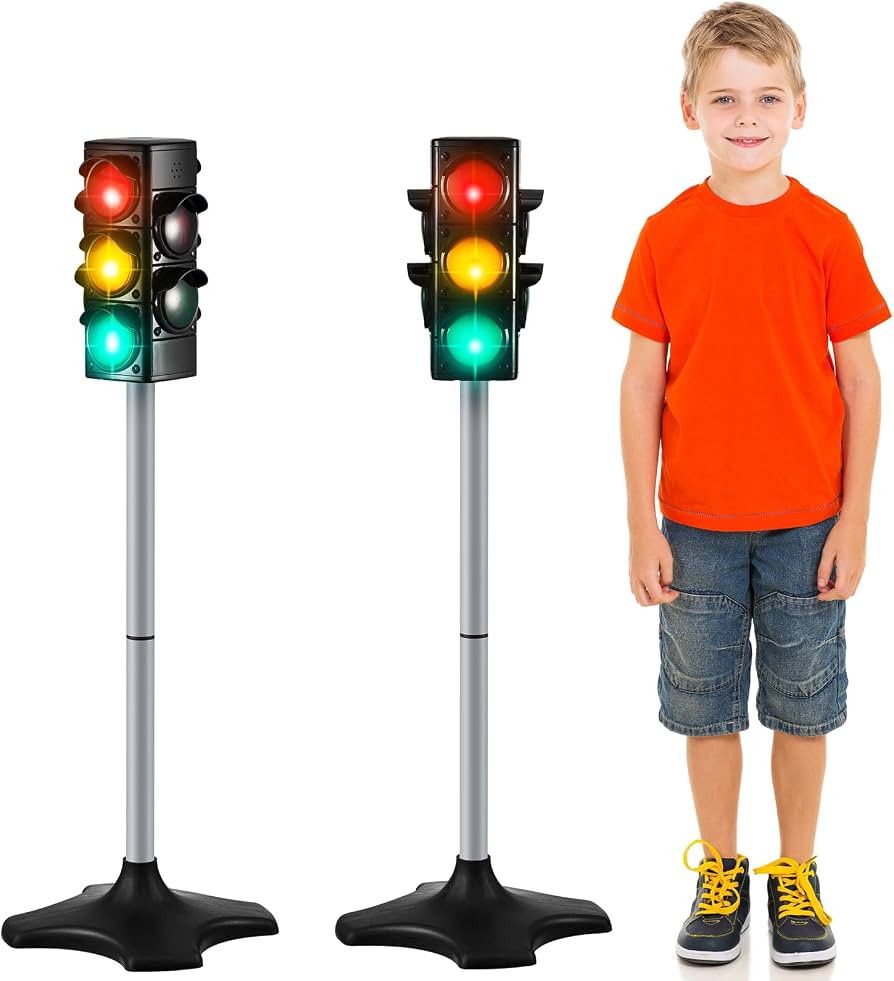 Hiboom 2 Pieces 28.4 Inch Traffic Light Toy 2 in 1 Simulation Safety Traffic Indicator Crosswalk ... | Amazon (US)