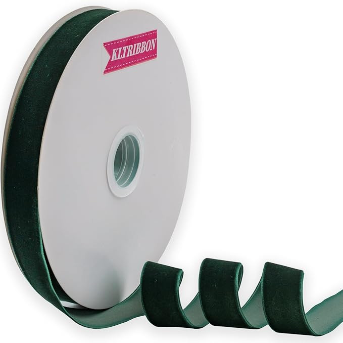 Nylon Velvet Ribbon Single Faced,1 Inch X 25Yards Spool (Dk Green) | Amazon (US)