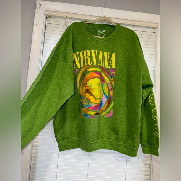 Urban outfitters Green Nirvana crewneck L/XL | Poshmark