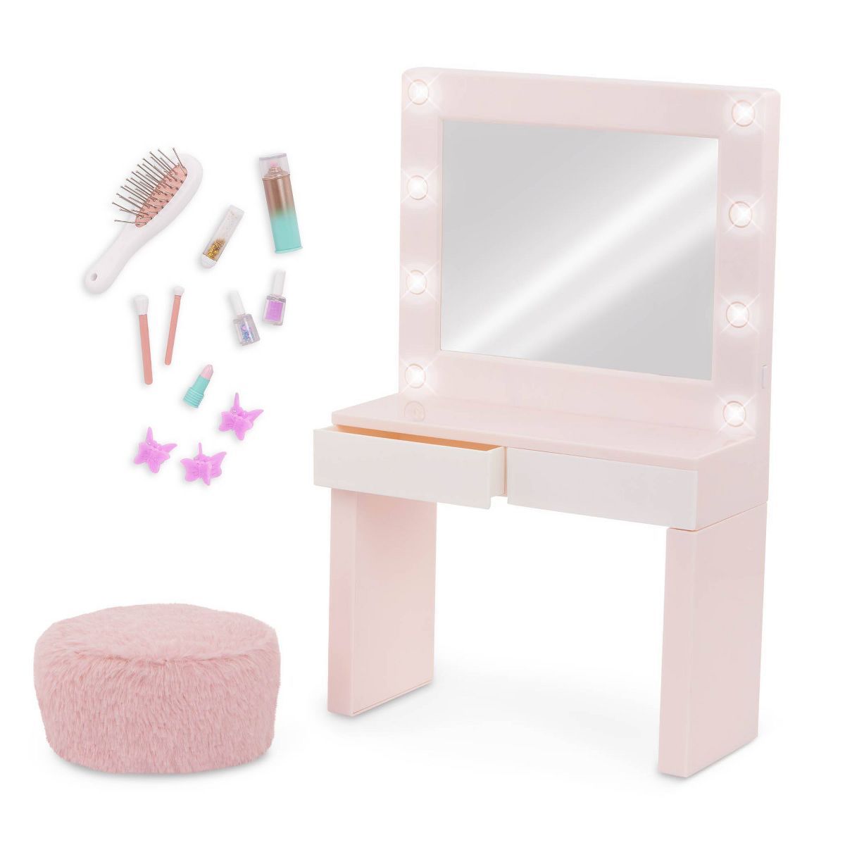Our Generation Glam & Glow Light-up Vanity Table Accessory Set for 18" Dolls | Target