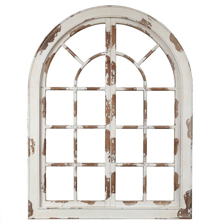LuxenHome Distressed White Wood Arched Window Wall Decor | Walmart (US)