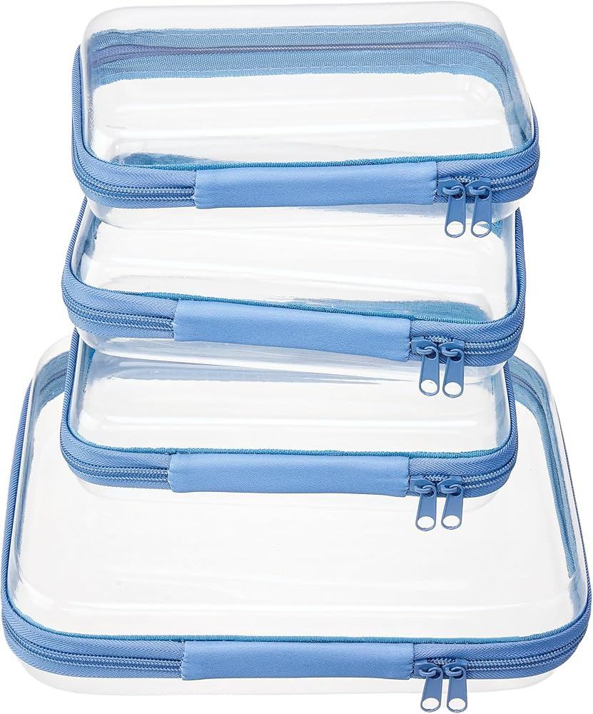 4 pcs Clear Zipper Pouches,Hard Shell Zipper Case, Toiletry Bag for Travel, CLear Diaper Bag, Toi... | Amazon (US)