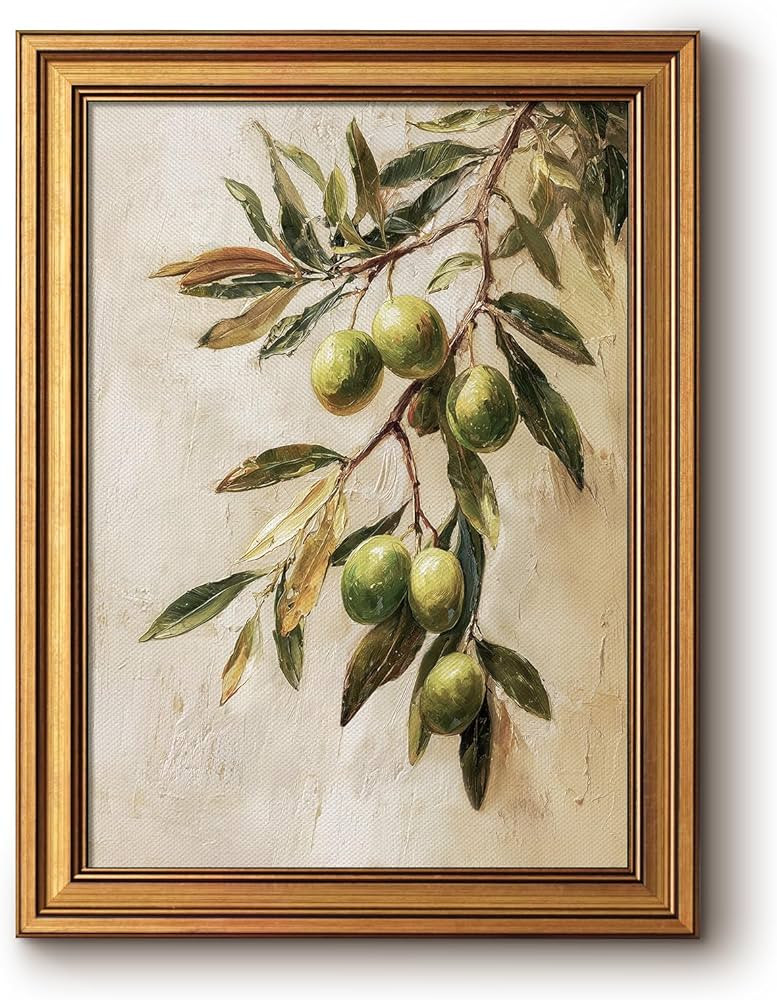 Bzstyleart Vintage Wall Art Decor for Bedroom, Oil Painting Olive Branch Botanical Wall Art, Vint... | Amazon (US)