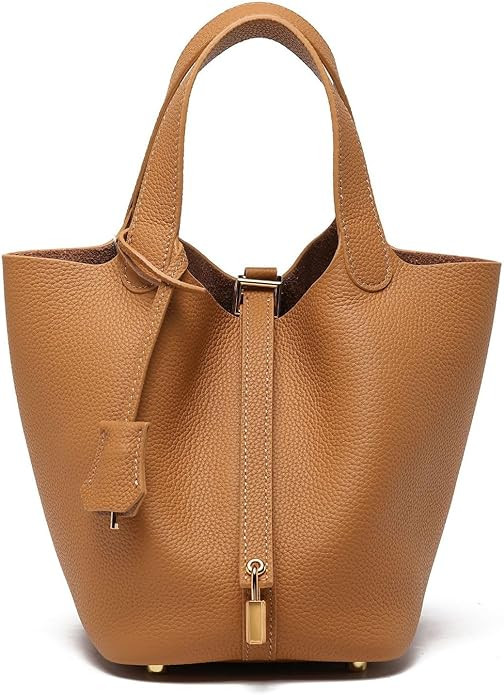 Women's Handbag Leather Lychee Pattern Top Vegetable Basket | Amazon (US)