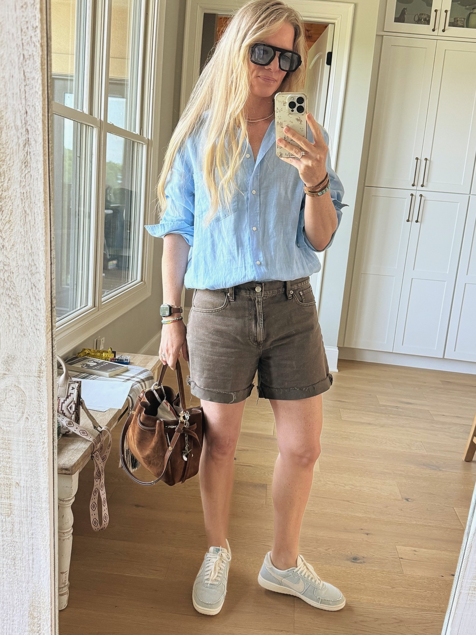 #ootd Saturday outfit of the day

Size reference 5’ 9” 140 lbs

Blue linen shirt - medium tall

Brown denim shorts - 29 for a looser fit

Blue Nikes - sized up 1/2 size

#LTKTall #LTKOver40 #LTKSaleAlert