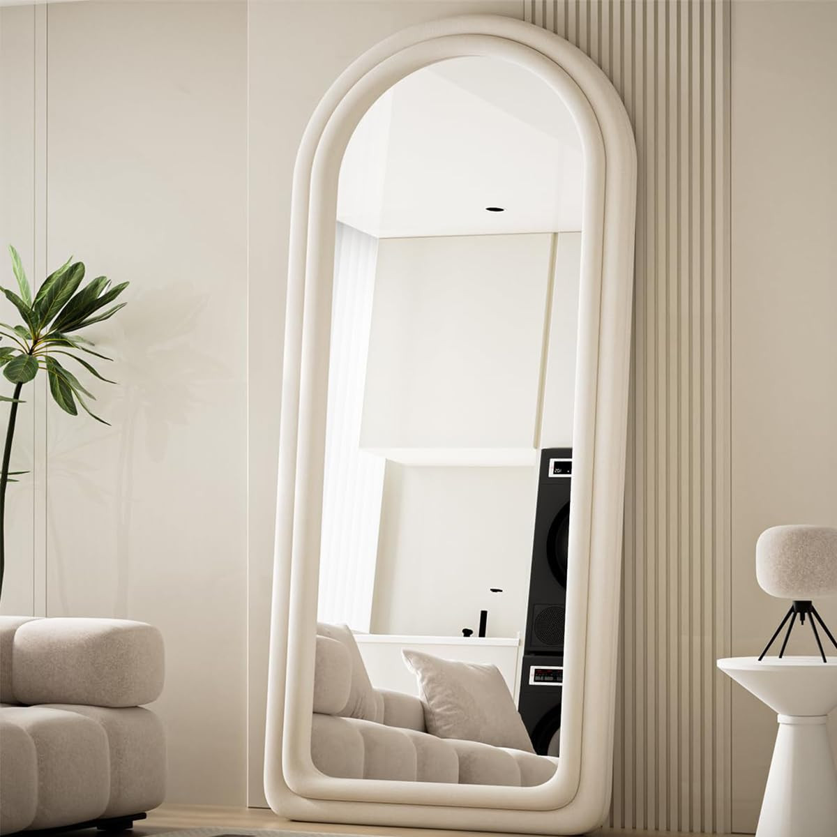 Koonmi 71"x32" Arched Mirror Full Length, Full Body Freely Standing Mirror, Flannel Floor Mirror ... | Amazon (US)