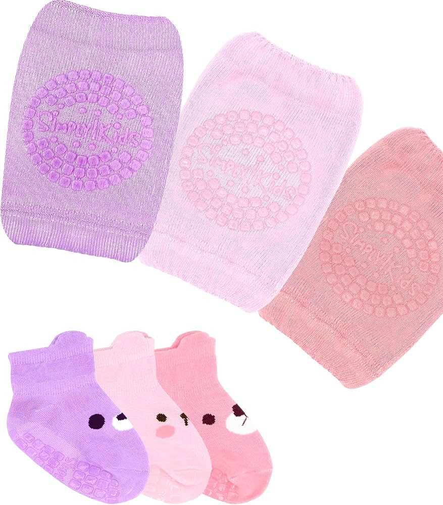 Simply Kids Anti-Slip Baby Knee Pads and Socks Set for Crawling and Walking (6 Pairs, 6-18 Months... | Amazon (US)