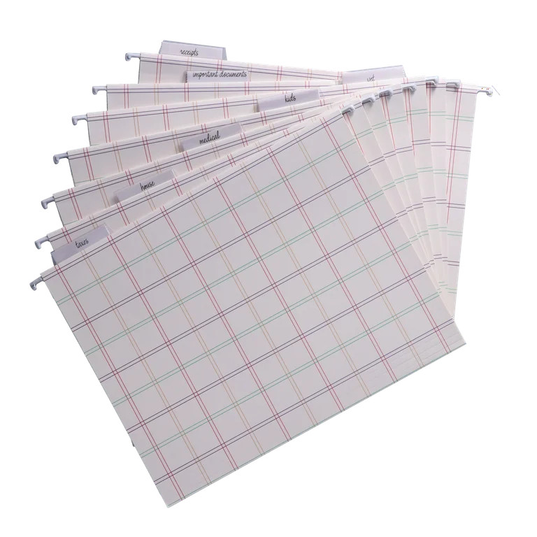 The Home Edit Hanging File Folder Set, Pop of Plaid, 7 Count, Letter Size, Pre-Printed Labels, In... | Walmart (US)