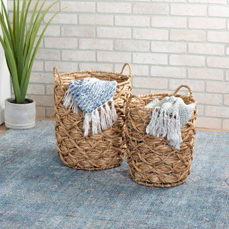 Honey-Can-Do Wicker Woven Round Nesting Basket Set of 2 with Handles, Natural | Walmart (US)