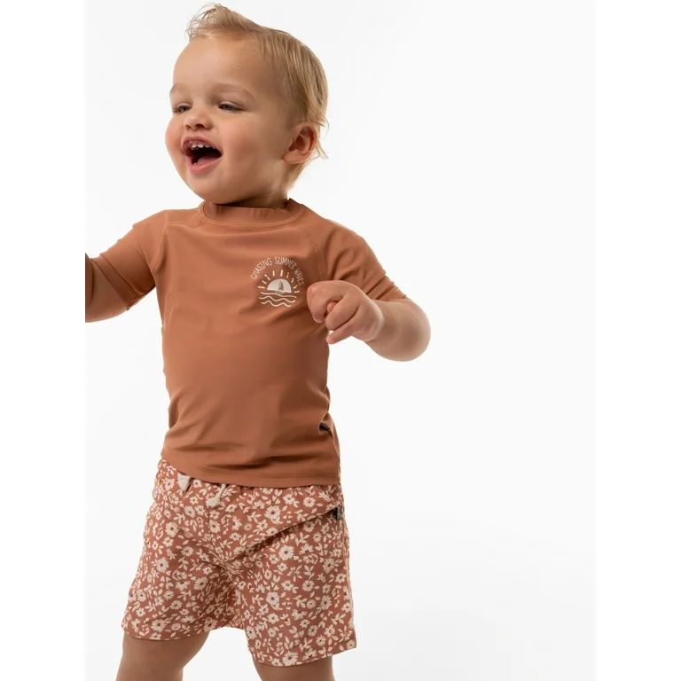 Modern Moments By Gerber Toddler Boy Rashguard and Swim Trunks Set, 12M-5T | Walmart (US)