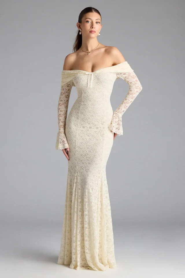 Blakely Off-The-Shoulder Mermaid Lace Formal Dress | Windsor Stores