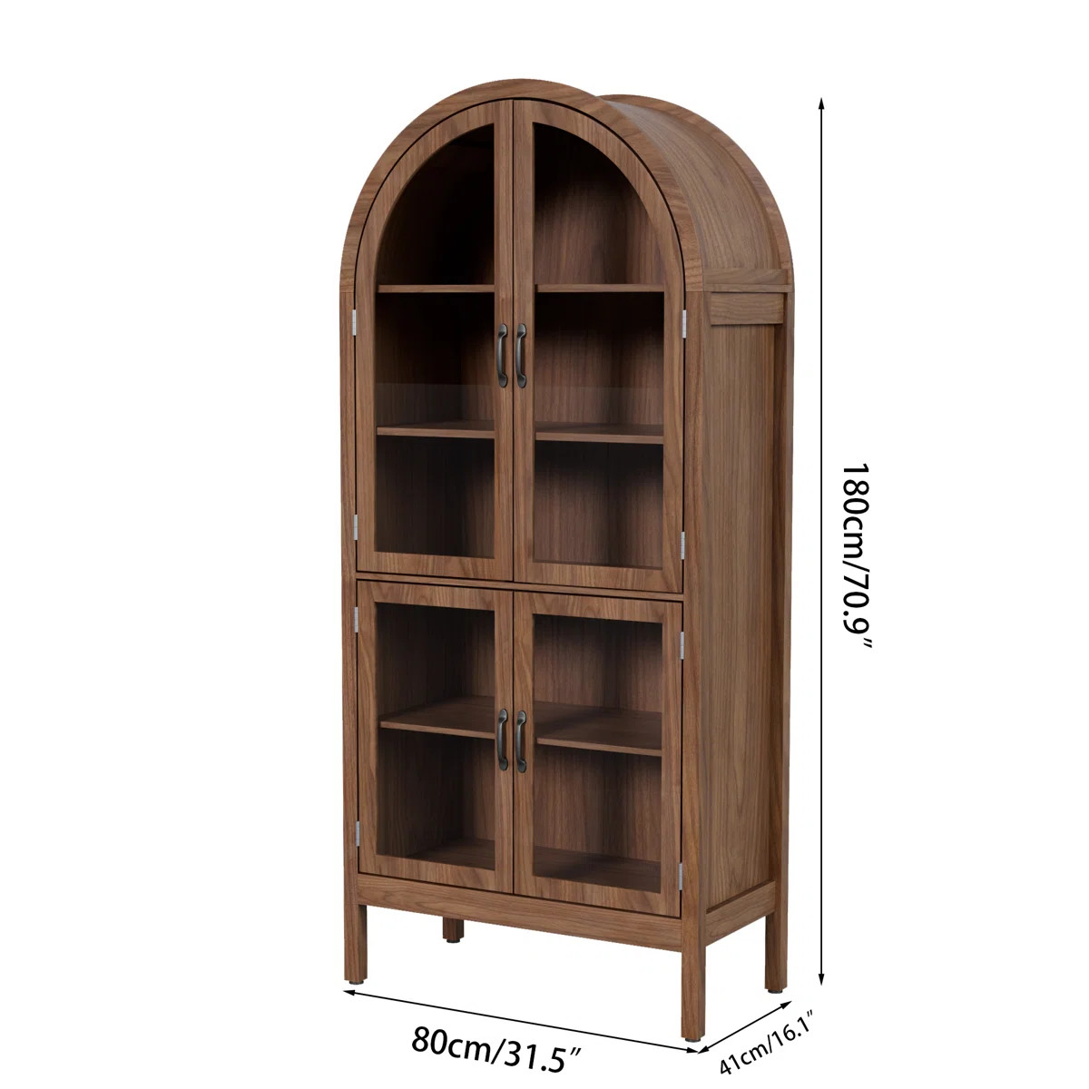 Arched Display Cabinet With Acrylic Glass Doors, Modern 5-tier Storage Bookcase For Living Room, ... | Wayfair North America