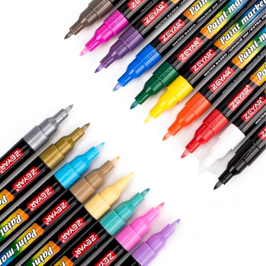 ZEYAR Premium Acrylic Paint Pen, Water Based, Extra Fine Point, 18 Colors, Odorless, Acid Free an... | Amazon (US)