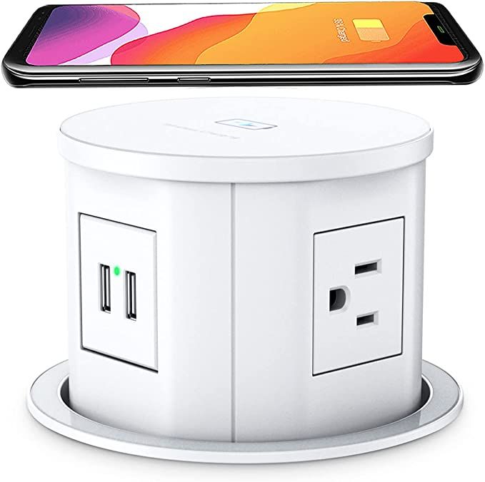 ANNQUAN Automatic Pop Up Countertop Outlet with 15W Wireless Charger, 4.7'' Pop Up Outlet for Kit... | Amazon (US)
