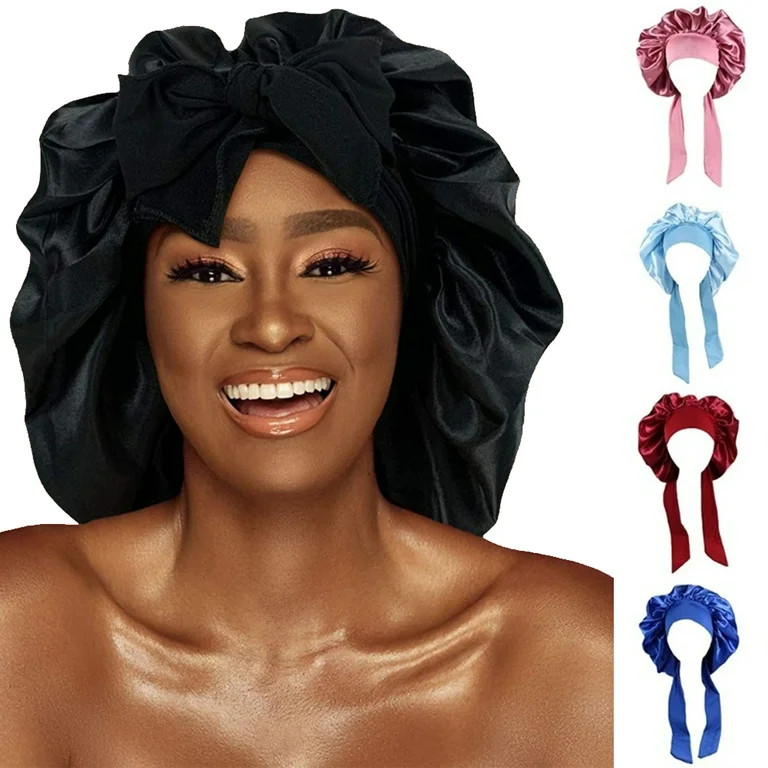 Silk Bonnet - Satin Bonnet, Hair Bonnet for Sleeping Night Sleep Hat with Tie Band - Bonnet with ... | Walmart (US)