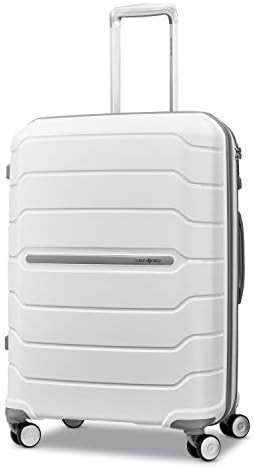 Samsonite Freeform Hardside Expandable with Double Spinner Wheels, White, Checked-Medium 24-Inch | Amazon (US)