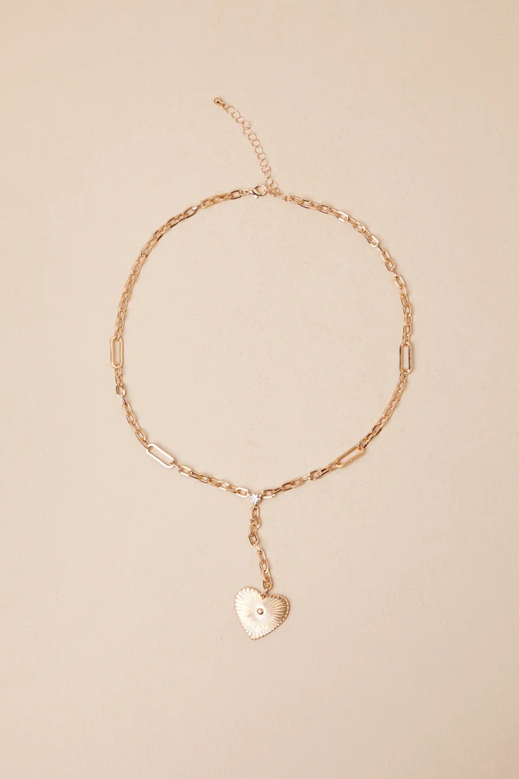 Glowing Affection Gold Heart Necklace | Lulus