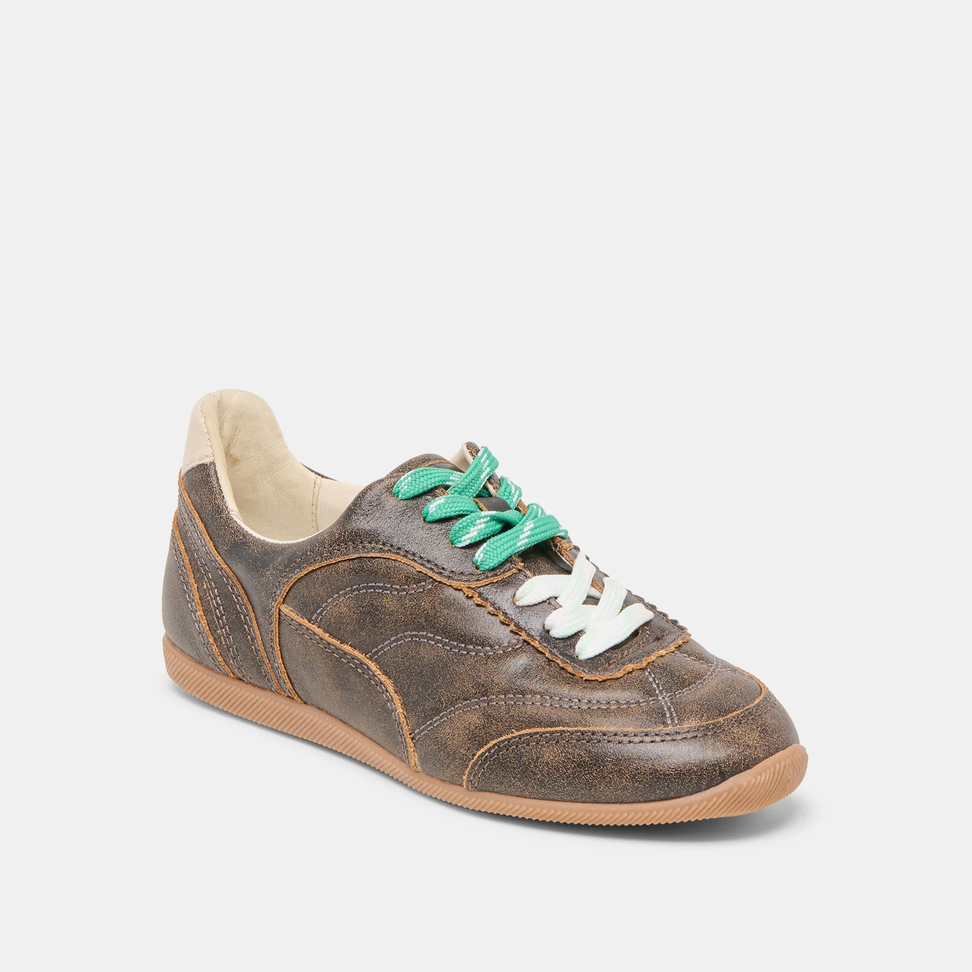 Laini Brown Distressed Leather Sneakers | Dolce Vita | DolceVita.com