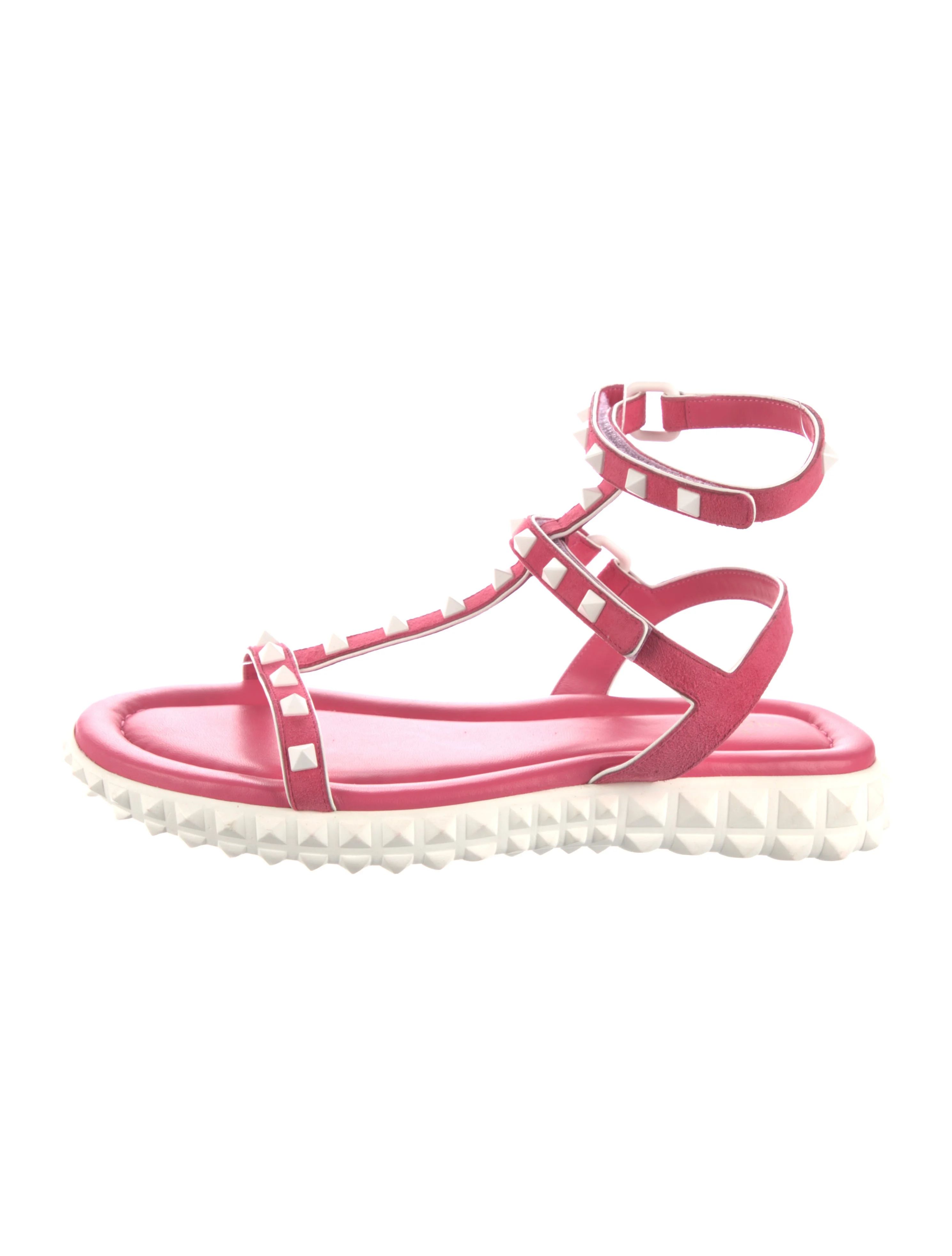 Rockstud Accents Suede T-Strap Sandals | The RealReal