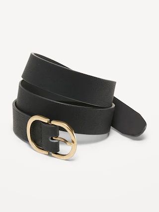 Faux-Leather Double-Hardware Belt for Women (1.25-inch) | Old Navy (US)
