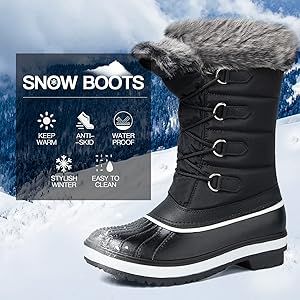 mysoft Women's Waterproof Winter Boots, Warm Insulated Snow Boots for Outdoor | Amazon (US)