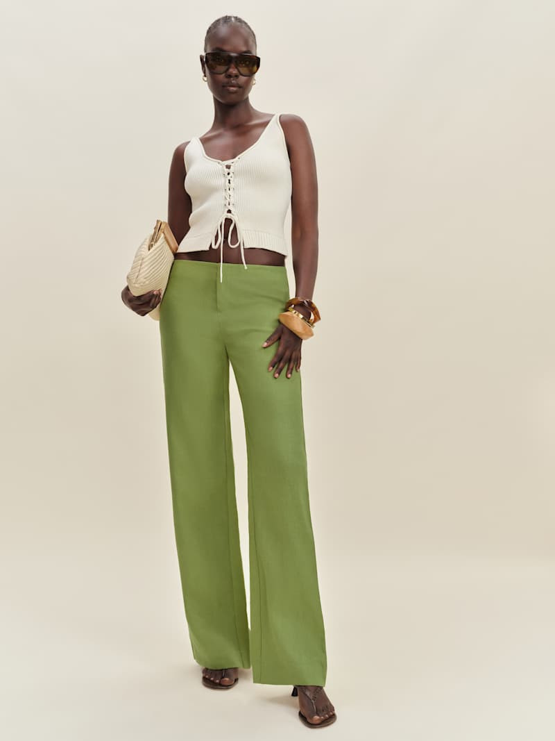 Vida Linen Low Rise Pant | Reformation (Global)