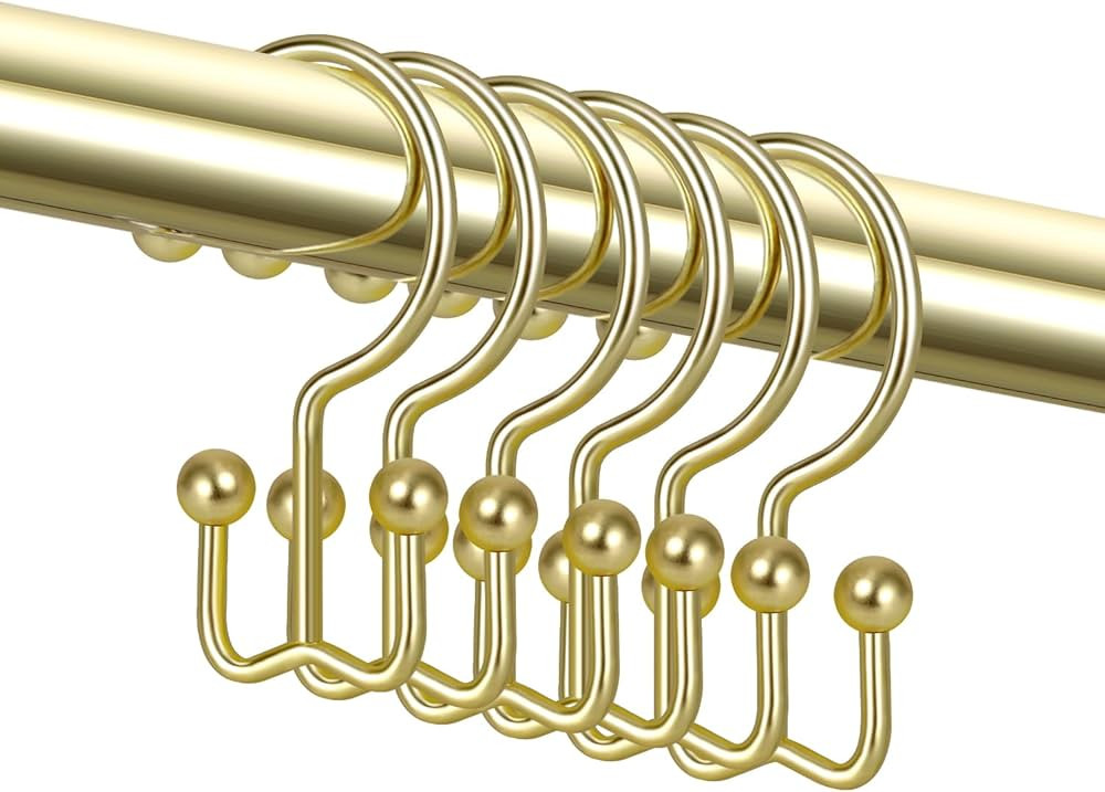 12 Pack Shower Curtain Hooks Rings, Double Sided Shower Hooks for Shower Curtain, Stainless Steel... | Amazon (US)