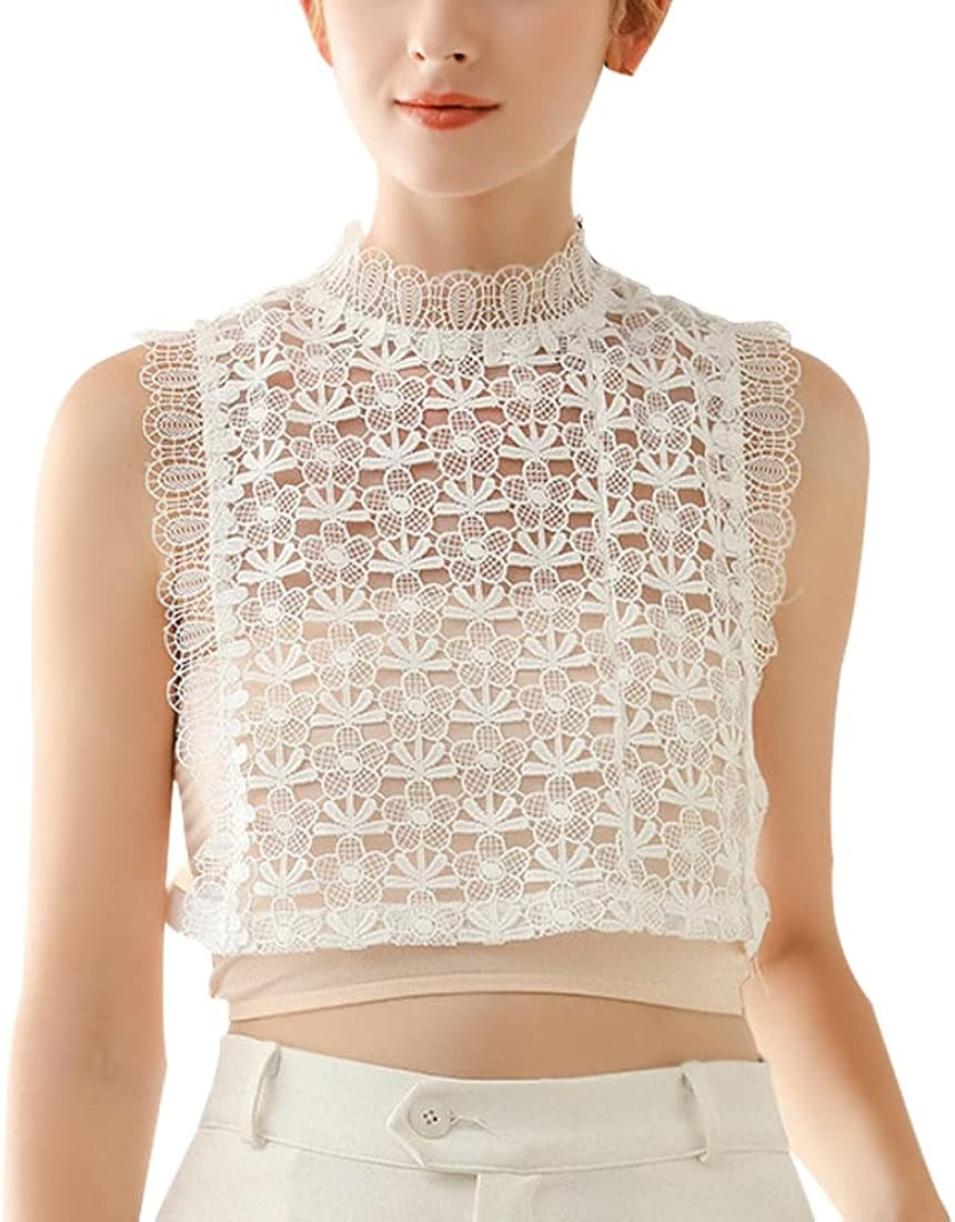 LoudSung Detachable Half Shirt Blouse False Collar Elegant Fake Collar Floral Lace for Women Girl... | Amazon (US)