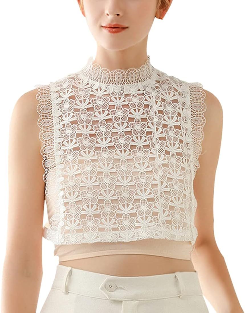 LoudSung Detachable Half Shirt Blouse False Collar Elegant Fake Collar Floral Lace for Women Girl... | Amazon (US)