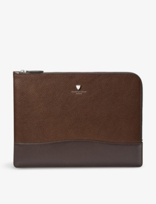 City large logo-embossed leather laptop case | Selfridges
