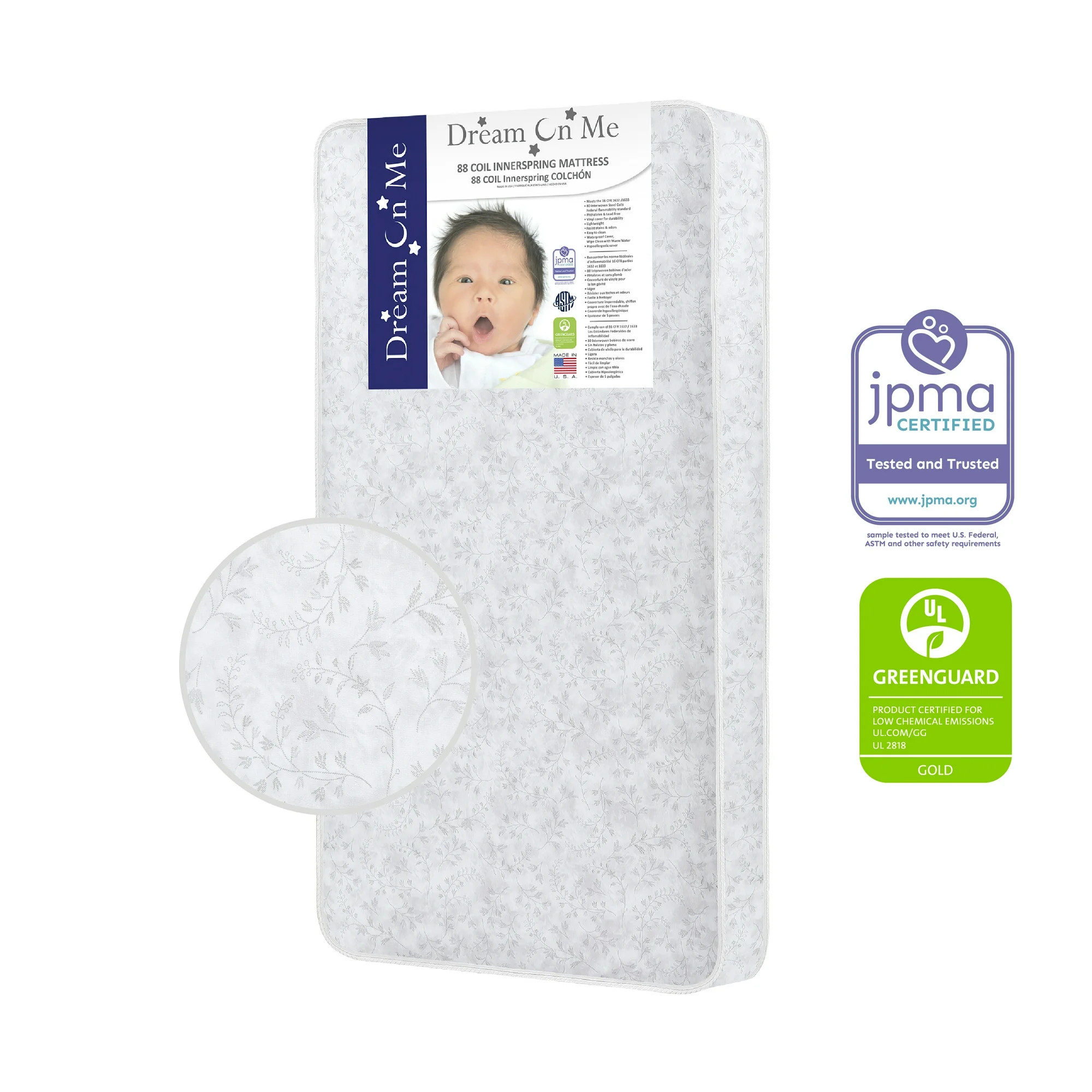 Dream on Me Twinkle 5" 88 Coil Crib & Toddler Mattress, Morning Mist Floral, Greenguard Gold Cert... | Walmart (US)