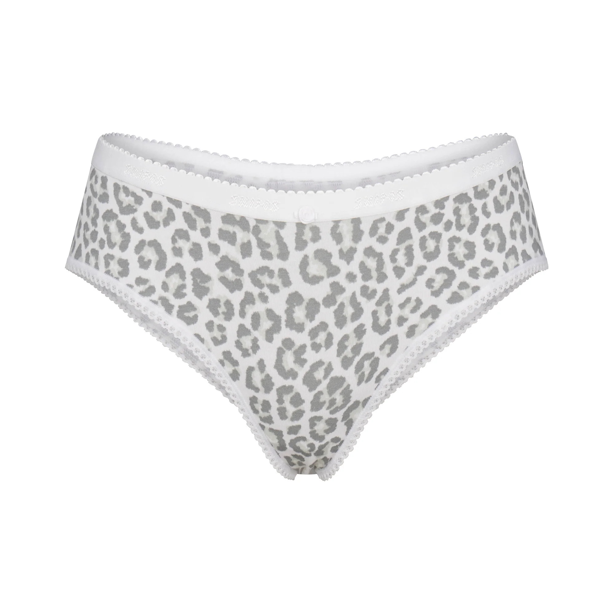LIGHTWEIGHT COTTON LOGO PICOT HIPSTER | SNOW LEOPARD PRINT | SKIMS | SKIMS (US)