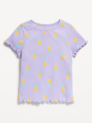 Printed Short-Sleeve Lettuce-Edge T-Shirt for Toddler Girls | Old Navy (US)