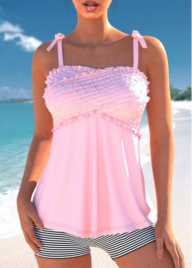 New In
        MODLILY® Bowknot Patchwork Striped Pink Tankini Set | modlily.com