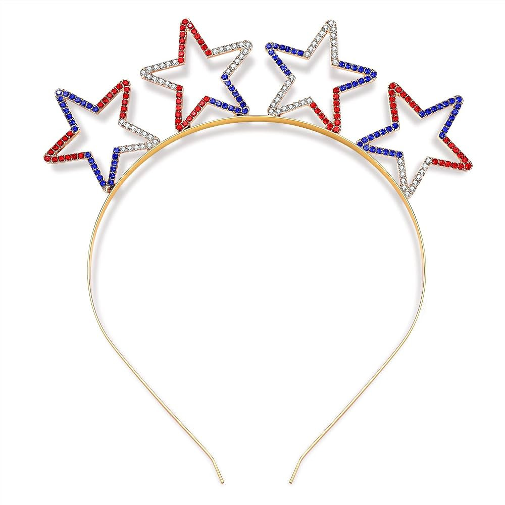 Patriotic Headband Sparkle Rhinestone American Flag Star Headbands Crystal 4th of July Hairband R... | Amazon (US)