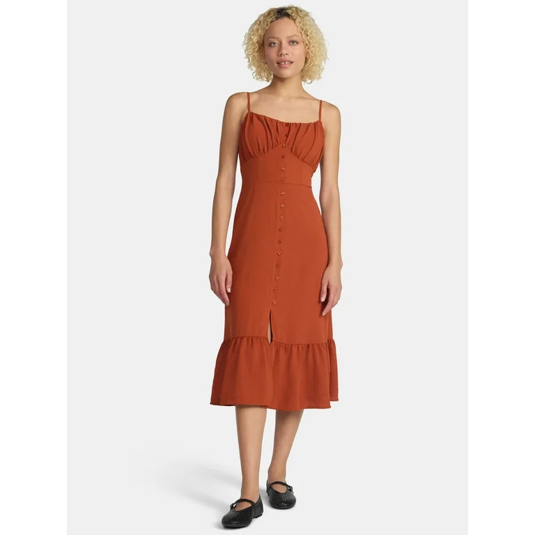 No Boundaries Cami Peasant Midi Dress, Women's | Walmart (US)