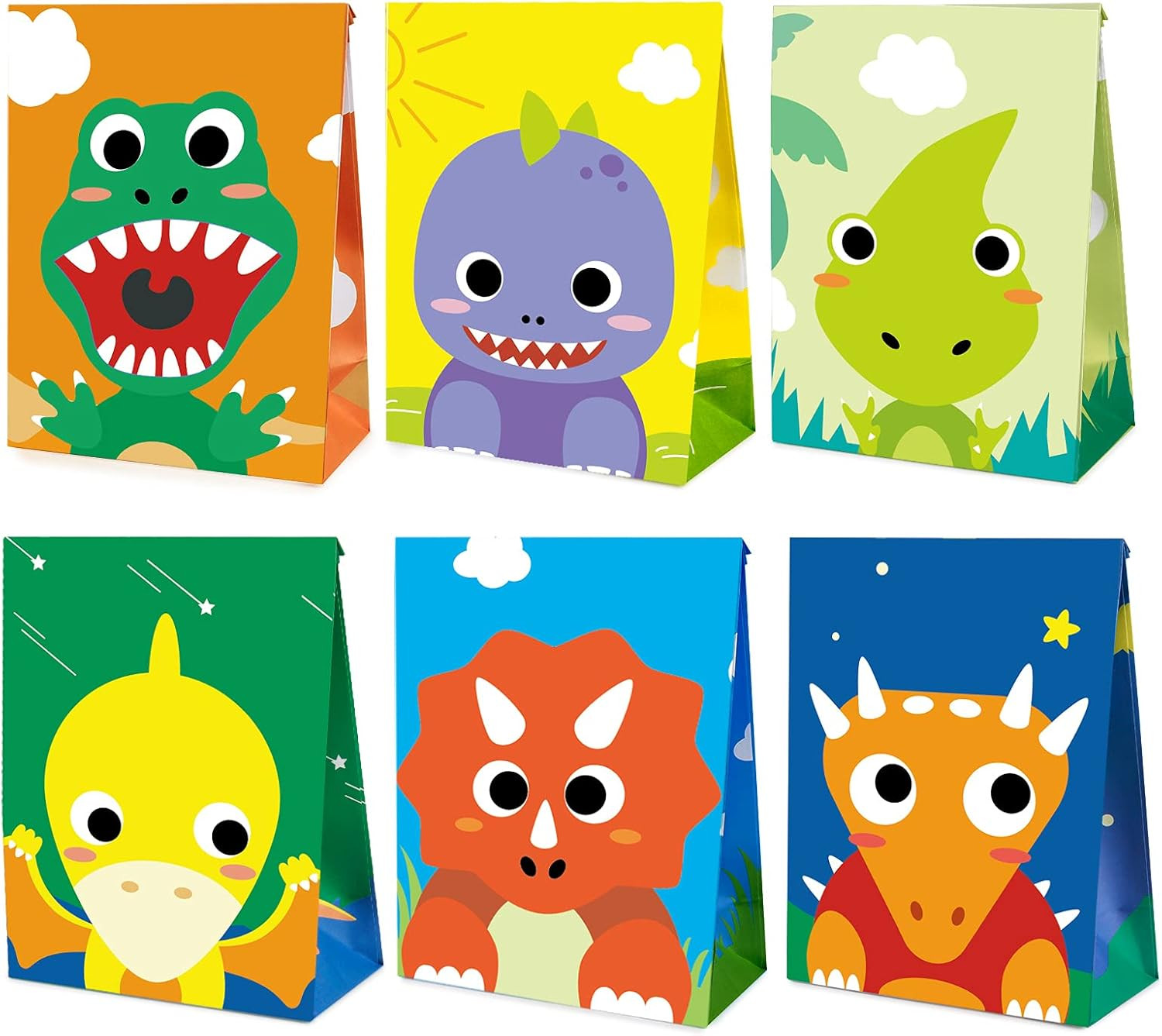 Mocoosy 24Pcs Dinosaur Party Favor Bags, Kids Goodie Bags for Birthday Party Supplies, Dinosaur C... | Amazon (US)