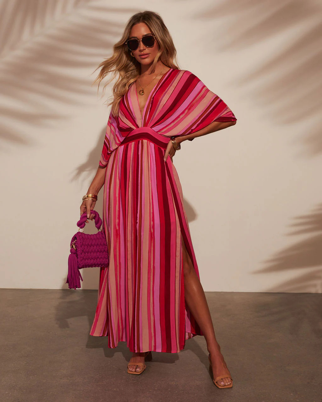 Kadie Striped Kimono Sleeve Maxi Dress | VICI