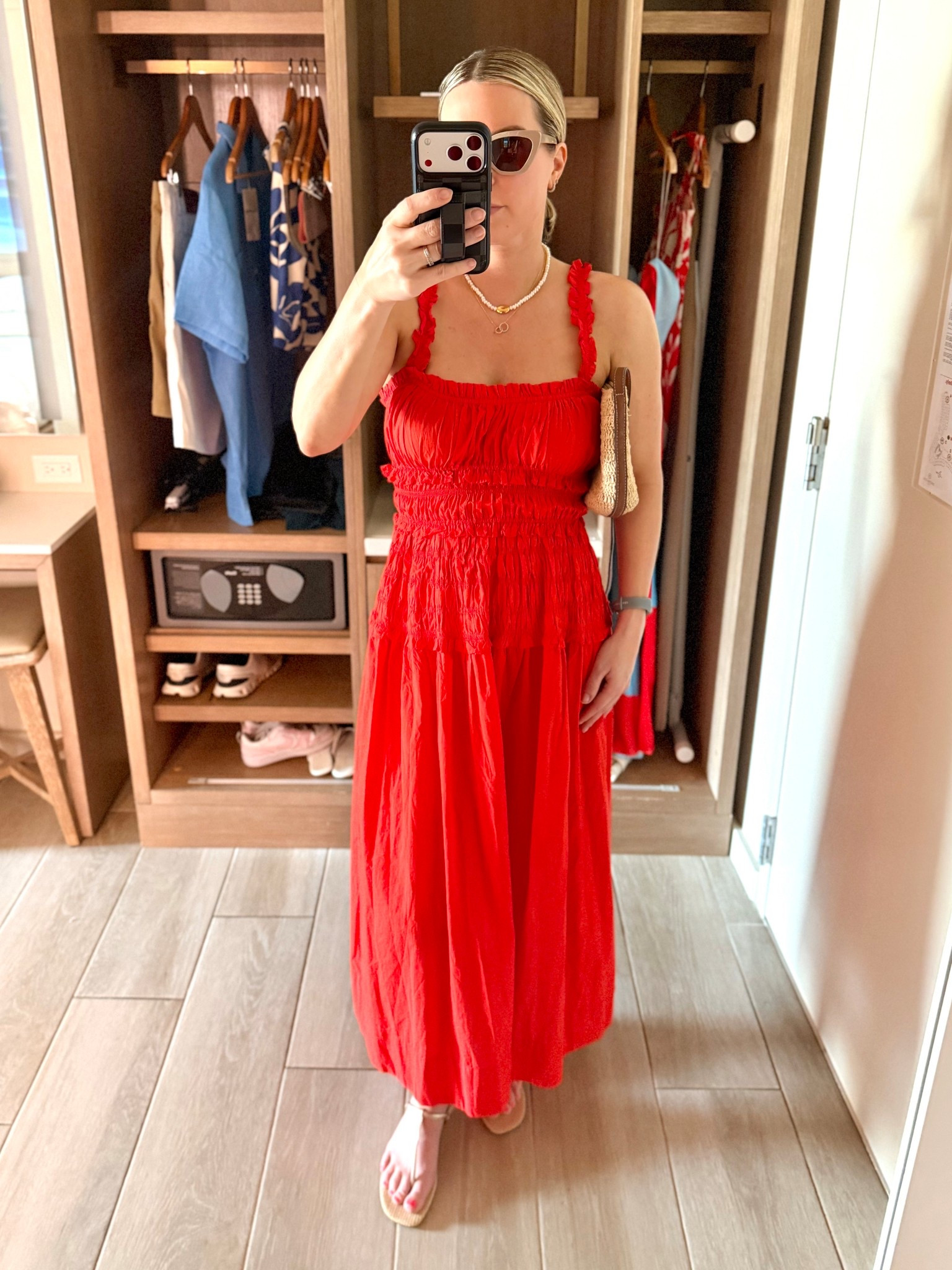 Hawaii lunch look. Lightweight red midi dress + easy sandals. Dress is a small. 

#LTKmomlife #LTKTravel #LTKOver40