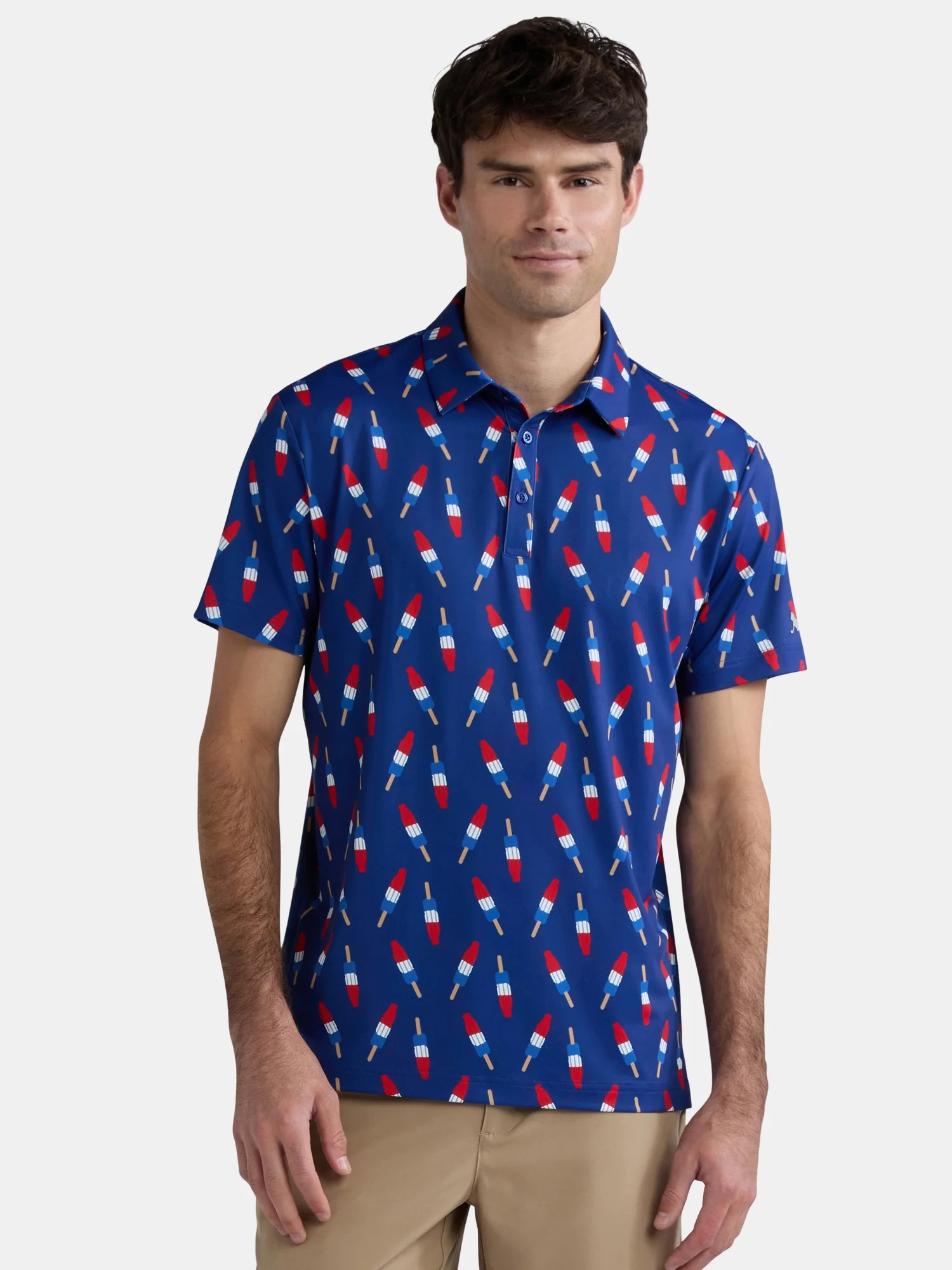 Birdie Bound Men's and Big & Tall Firecracker Popsicle Print America 250 Polo Top, Sizes XS-4XLT | Walmart (US)