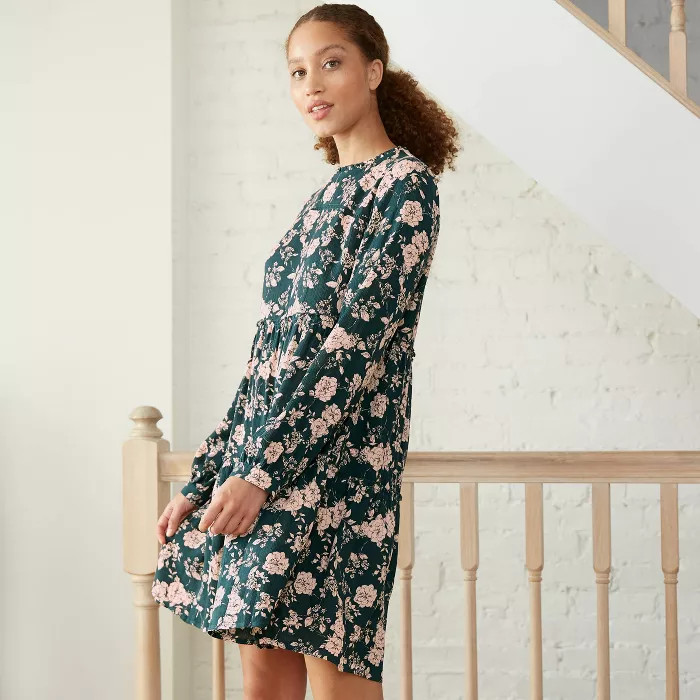 Women's Floral Print Long Sleeve Babydoll Dress - Knox Rose™ | Target