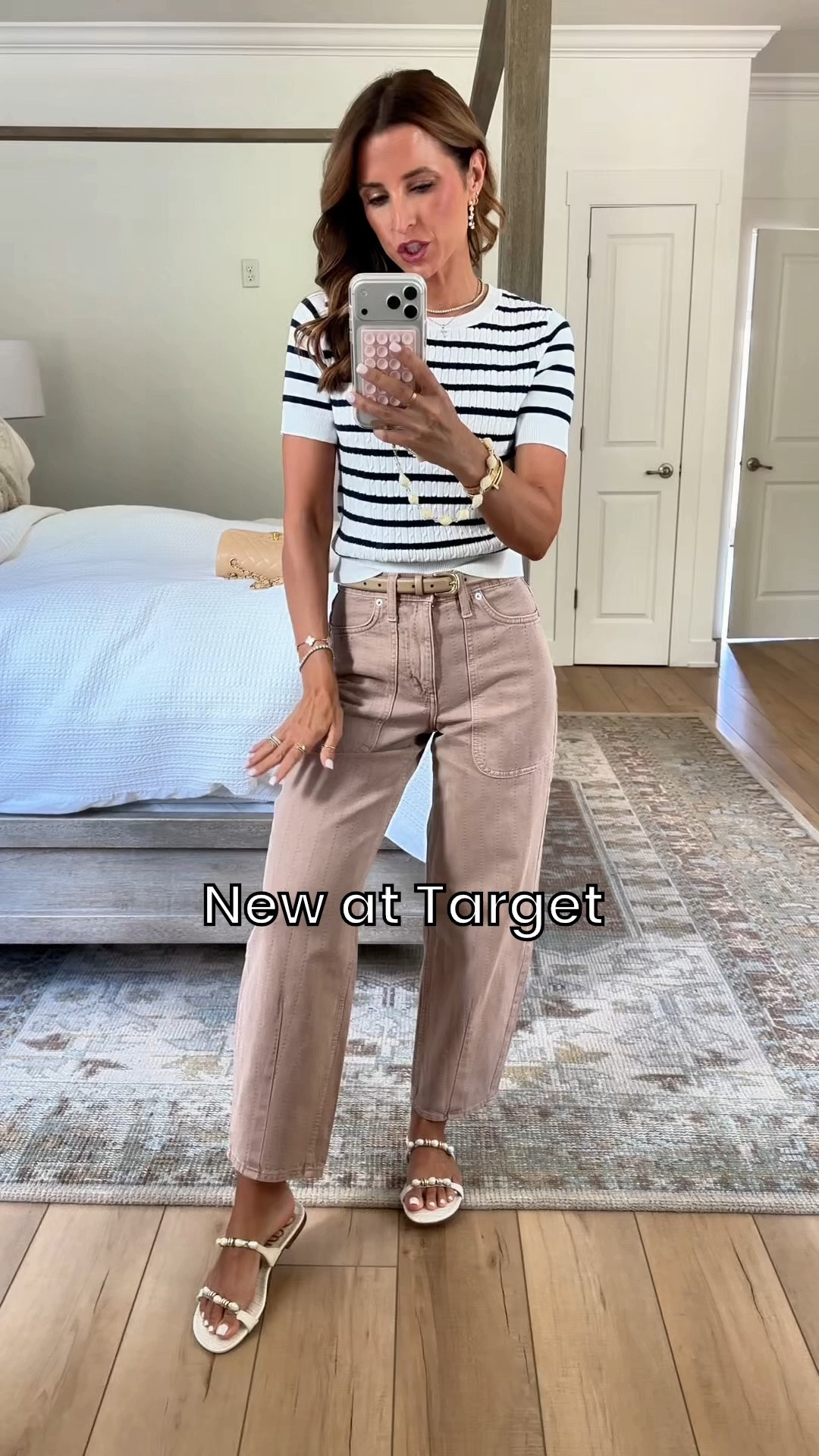 New Target arrivals for summer and early fall! New barrel leg jeans in 00. Striped sweater top in XS. Elevated casual outfit. Teacher outfit. Fall outfit. Summer outfit. I went up half a size in sandals.

#LTKootd #LTKgrwm #LTKPetite