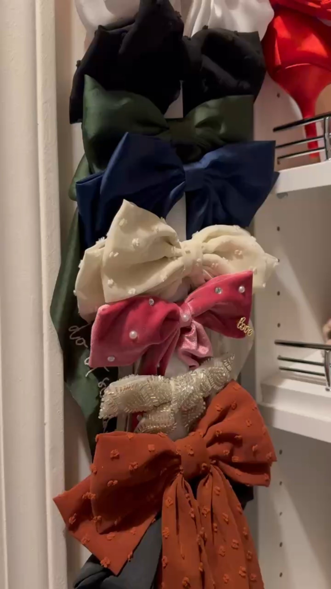 Bow lovers, this one’s for you! 🎀✨ From satin to velvet, pearls, and sparkle, this little collection brings a pop of color and charm to any hairstyle 💁‍♀️
Perfect for organizing in a wall-mounted rack or keeping them styled by shade!
Which one’s your fave — the pearl pink velvet, navy satin, or the glitter bow? 😍👇

#HairAccessories #VelvetBow #SatinBow #HairBowStorage #ClosetDetails #OrganizedStyle #ColorPop #PrettyBows #GirlyVibes #BowWall #eanesinteriors


#LTKStyleTip #LTKHome #LTKOver40