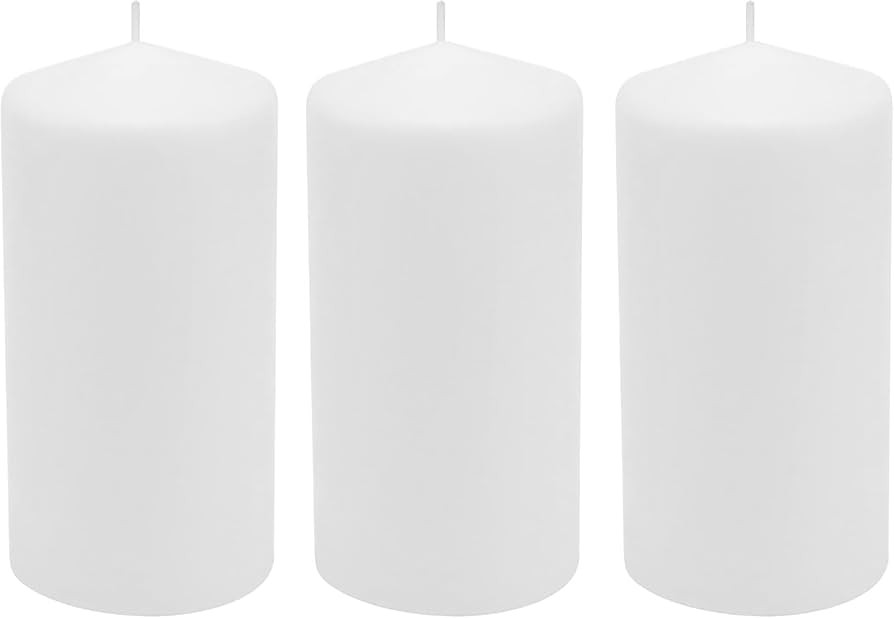 Stonebriar 3 Pack Tall 3 x 6 Inch 65 Hour Long Burning Unscented White Wax Pillar Candles | Amazon (US)