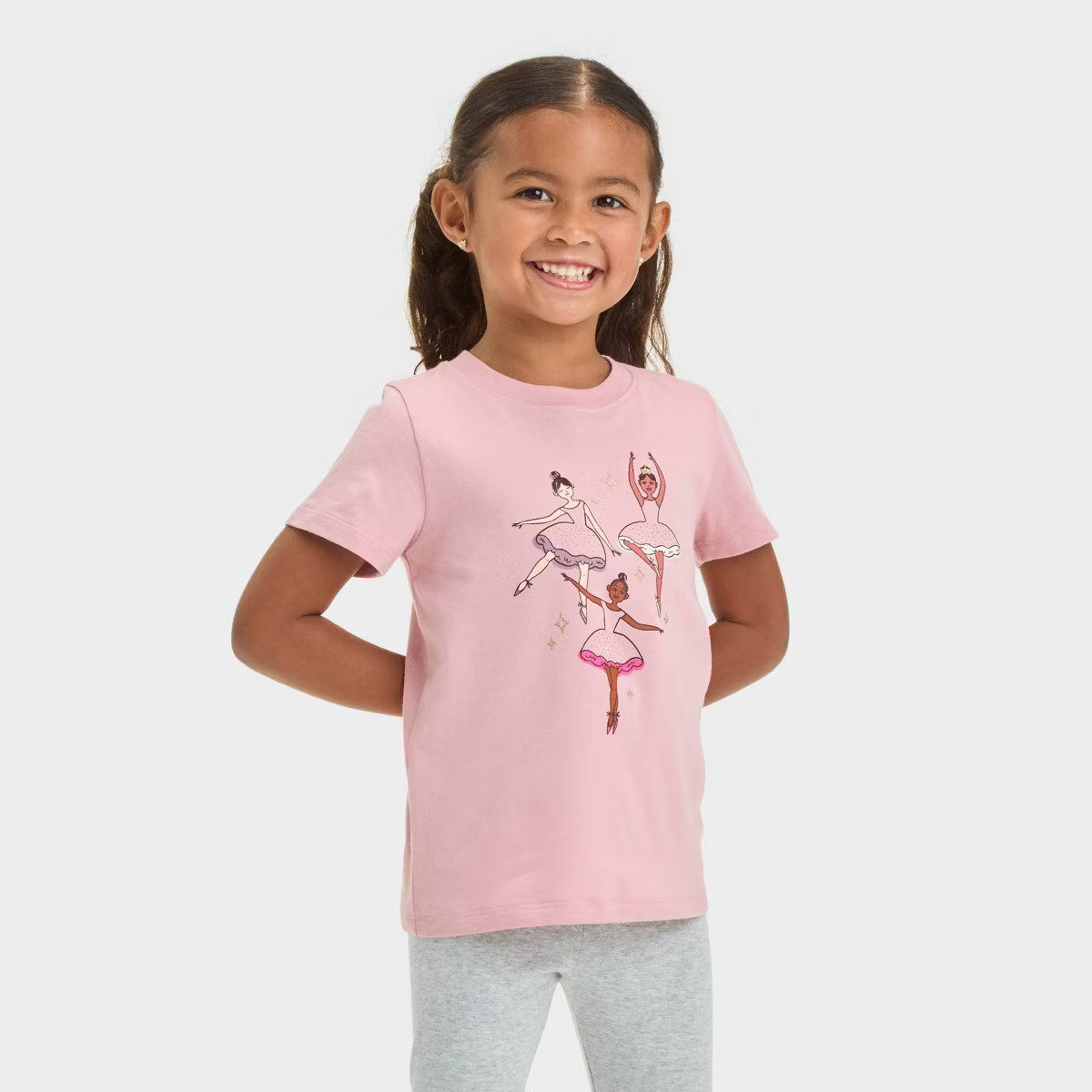 Toddler Girls' Short Sleeve Ballerinas Graphic T-Shirt - Cat & Jack™ Dusty Pink 12M | Target