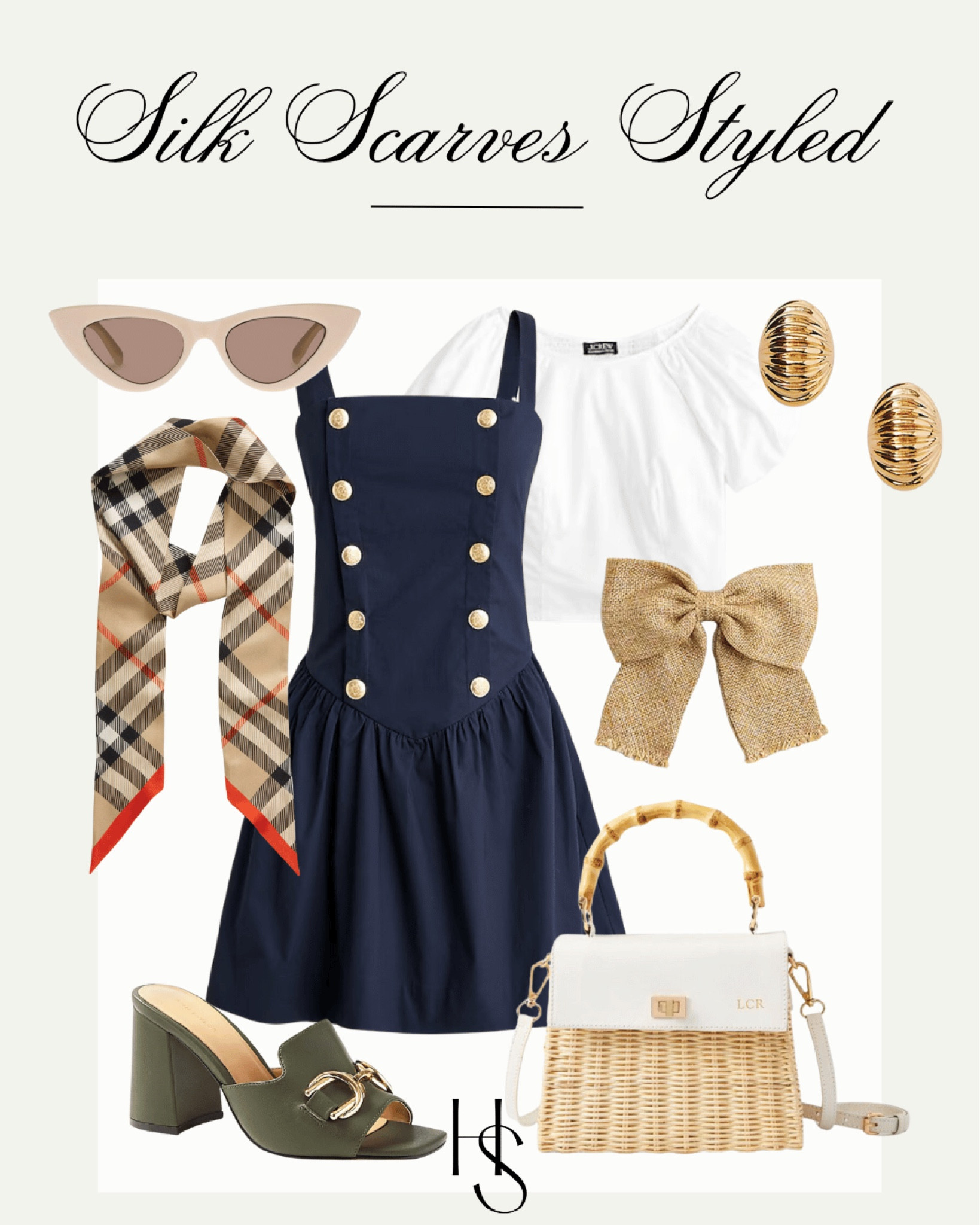 Preppy summer style 
Summer dress with sandals 
Summer dress styled with a silk scarf
How to style a silk scarf 
How to style a satin scarf 

#LTKworkwear #LTKshoecrush