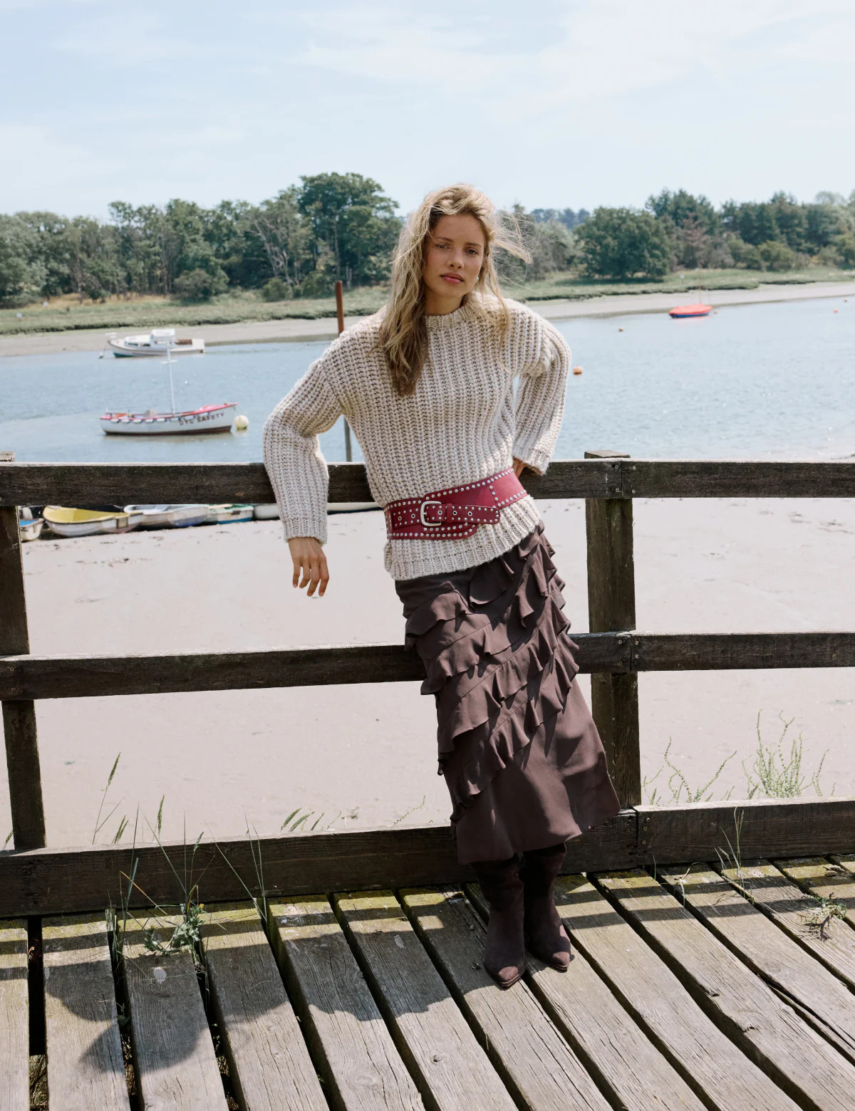 Brown Ruffle Midi Skirt | Nobody's Child